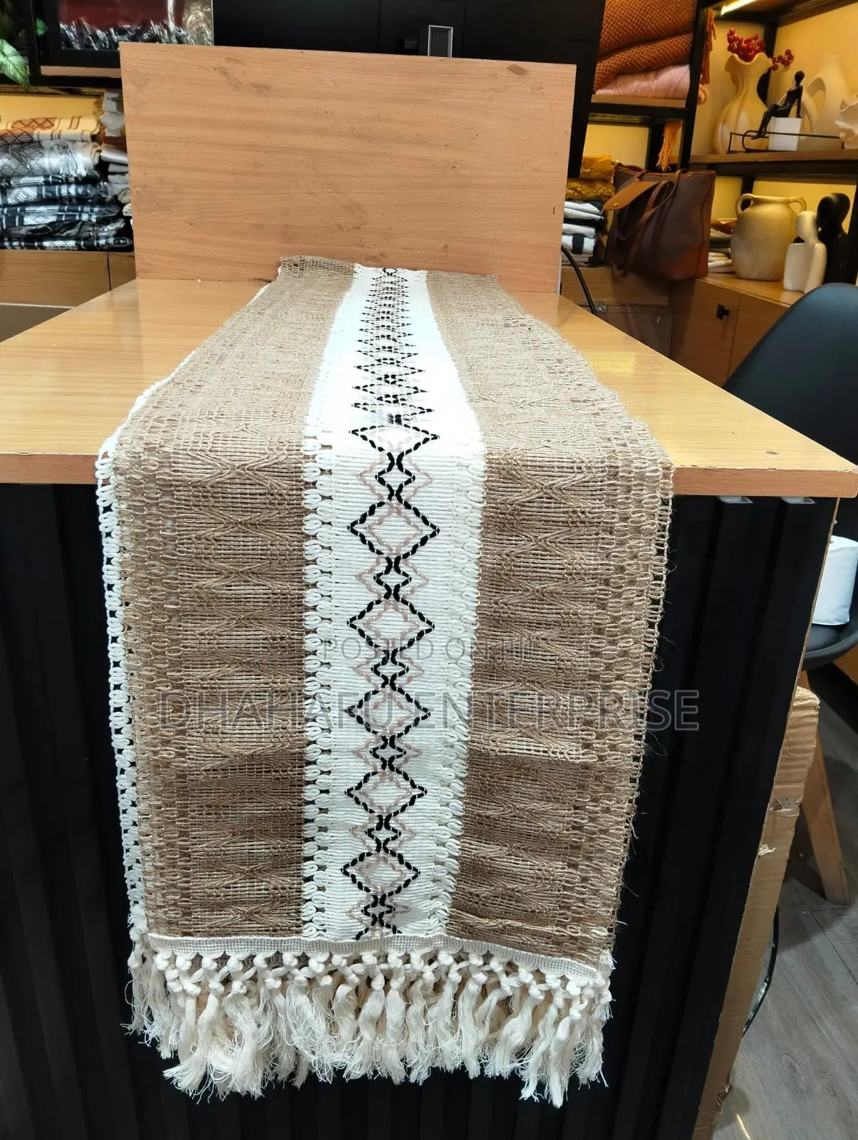 Bohemian Woven Table Runner With Tassels