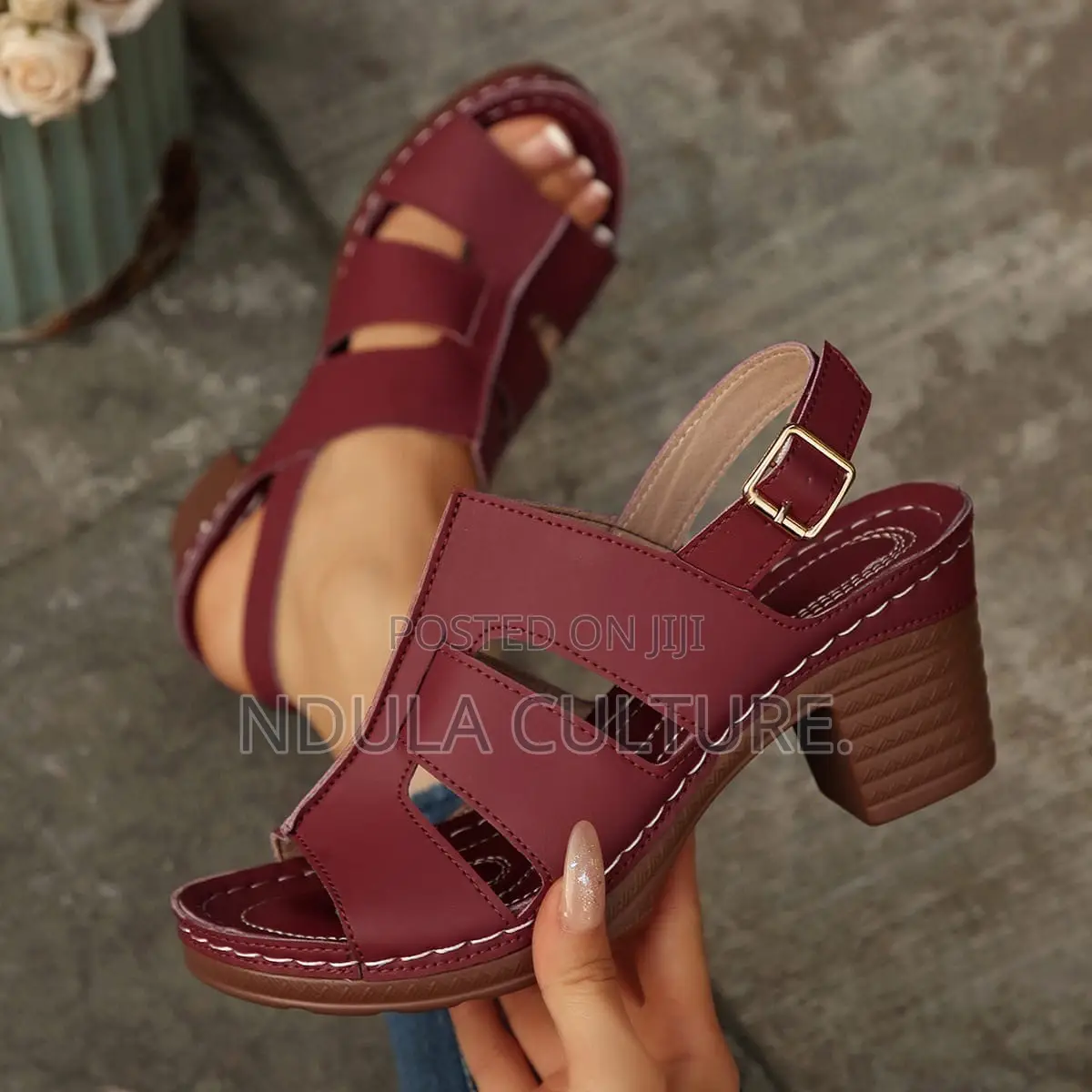 Open-Toe Block Heel Sandals