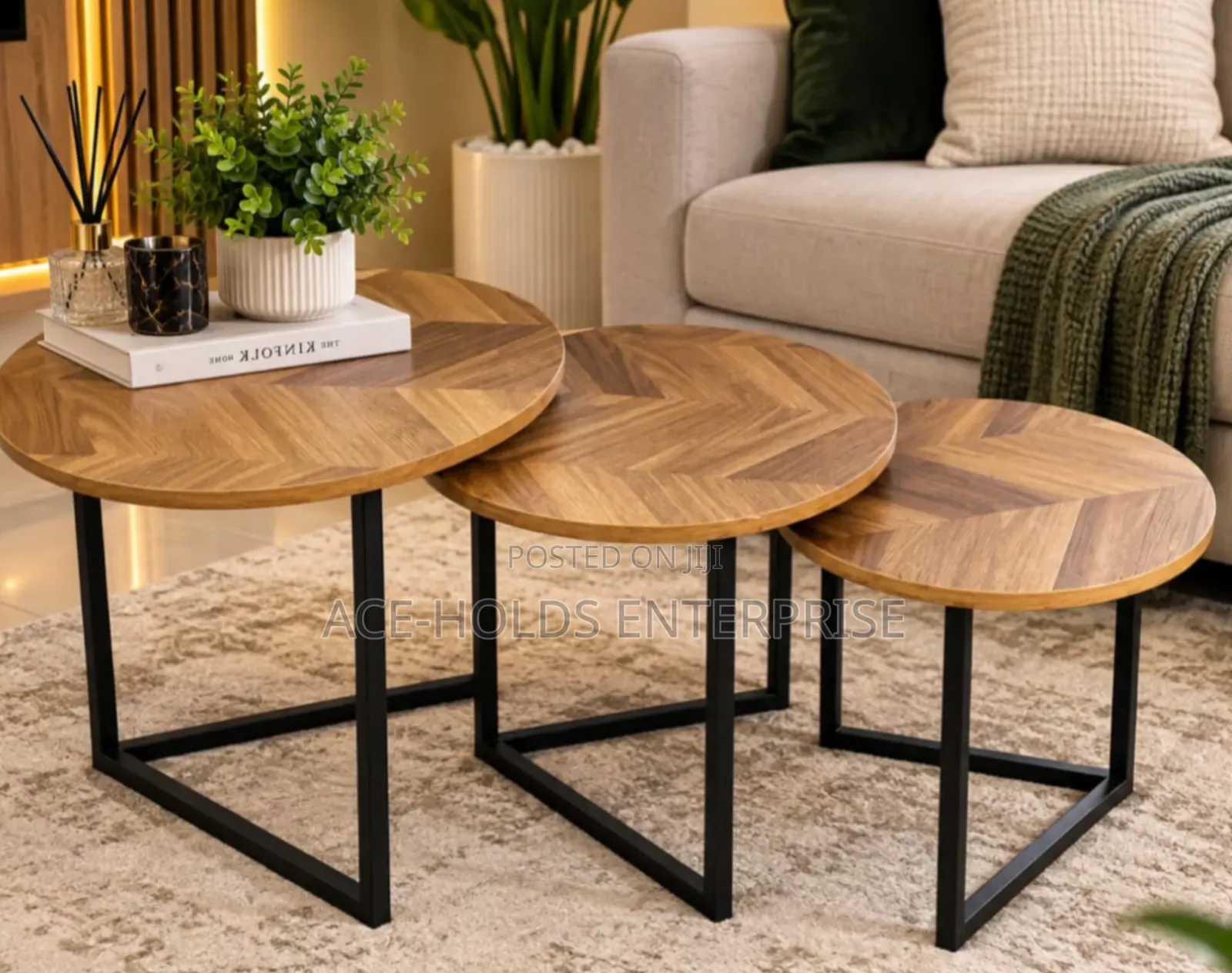 Modern 3 in 1 Executive Nesting Coffee Table Set - Wooden Finish