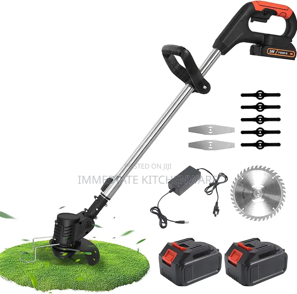 Rechargeable 2 Battery 9 Blades Lawn Mower Grass Cutter Bush Cutter