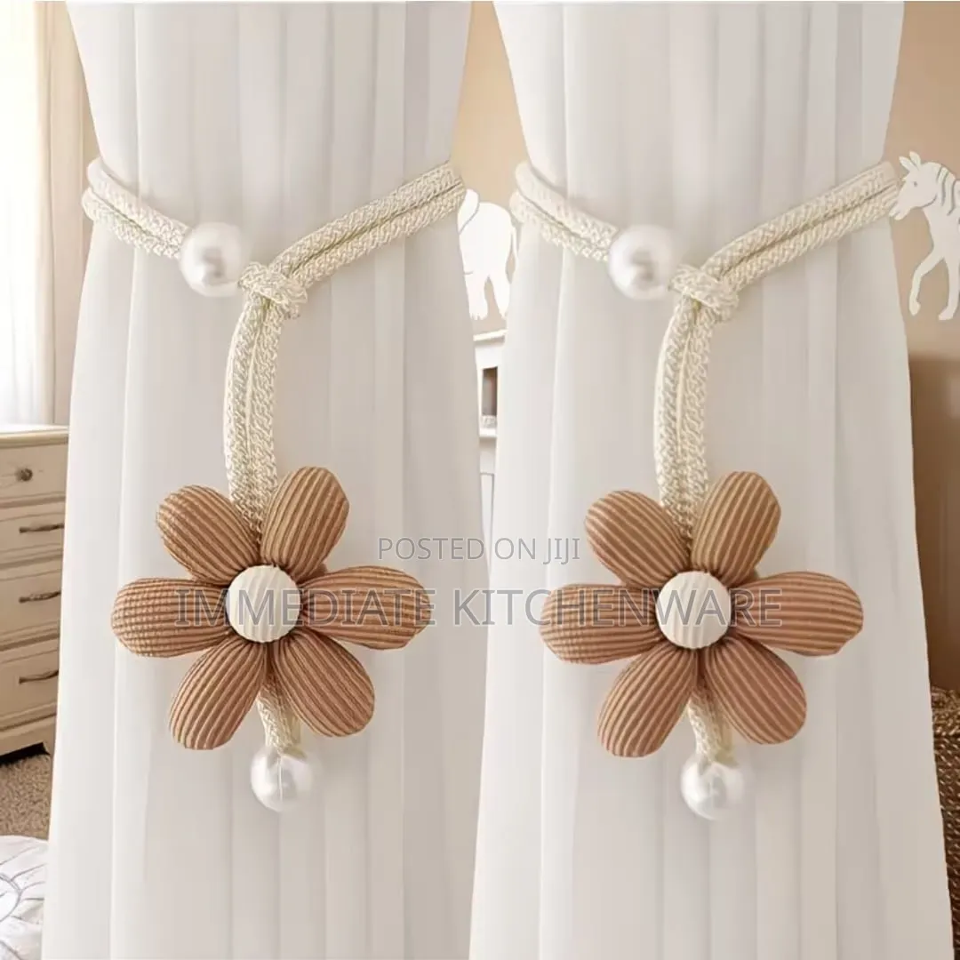 2 Piece Floral Pearl Curtain Tiebacks