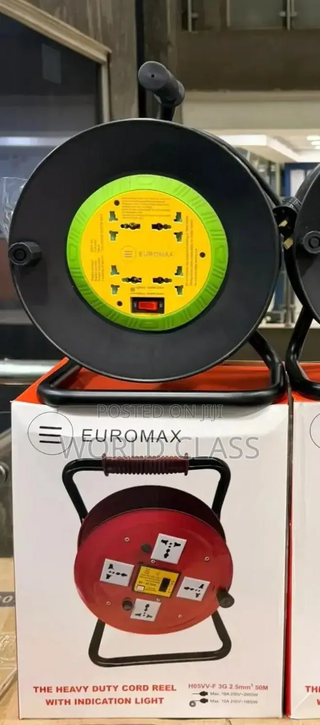 Euromax 50m Heavy Duty Cord Reels With Indication Light,