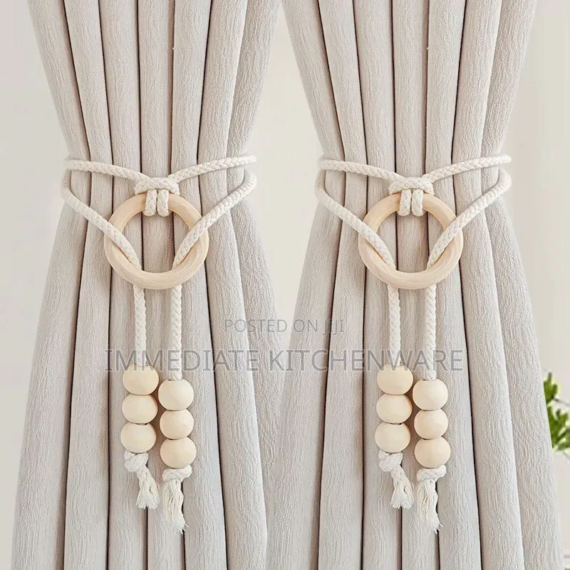 2pcs Natural Cotton Rope Curtain Tiebacks Boho Style