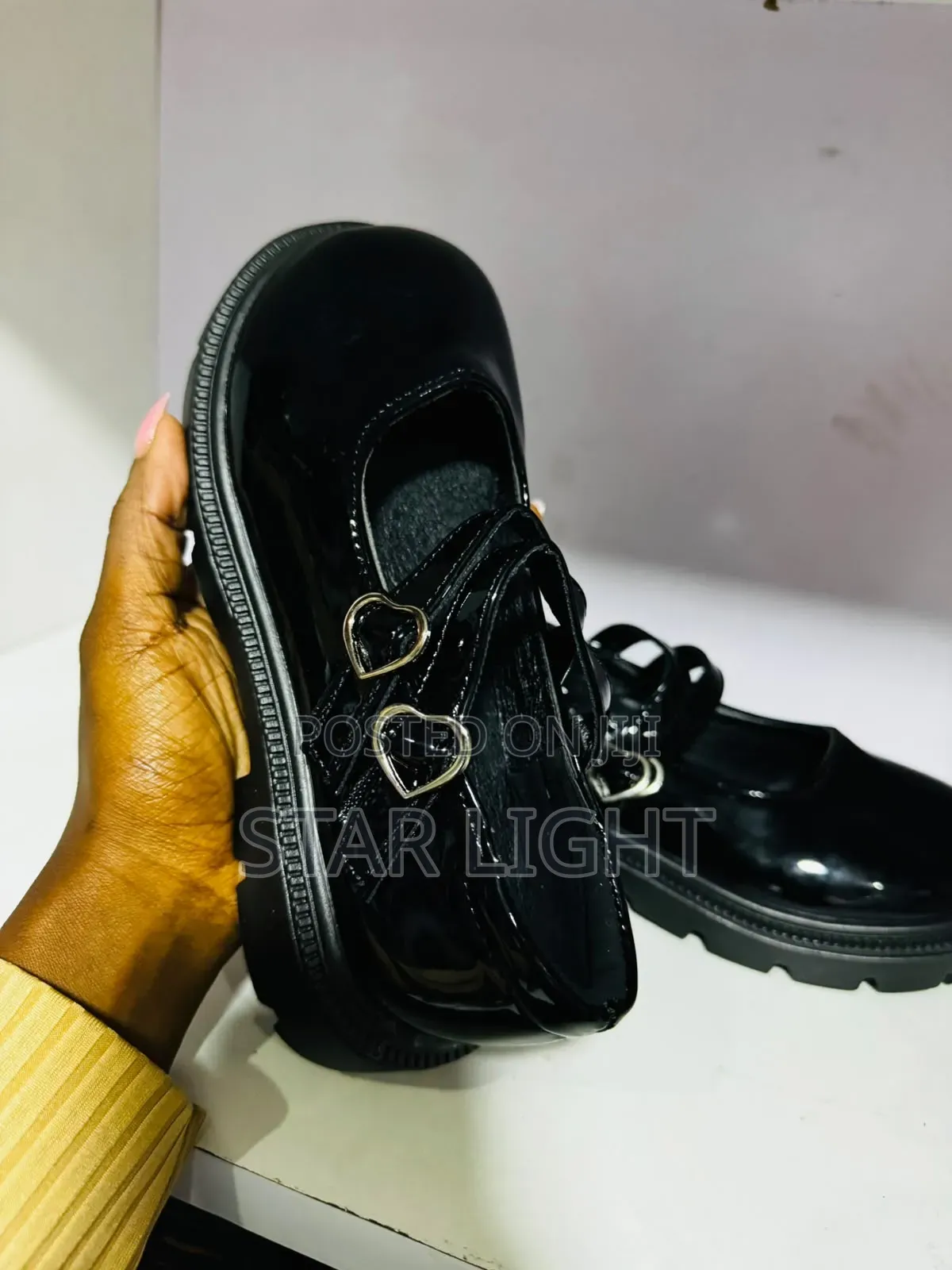 Girls Black Flat School Shoes – Durable Wetlook School Footwear