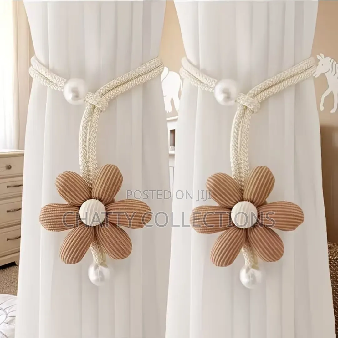 A Pair of Bohemian Flower Curtain Tie Backs / Curtain Holders
