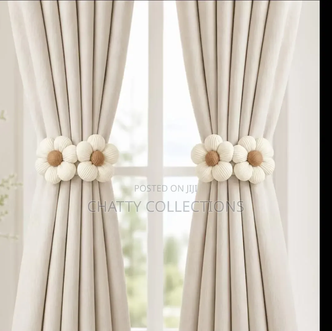 A Pair of Bohemian Flower Curtain Tie Backs / Curtain Holders