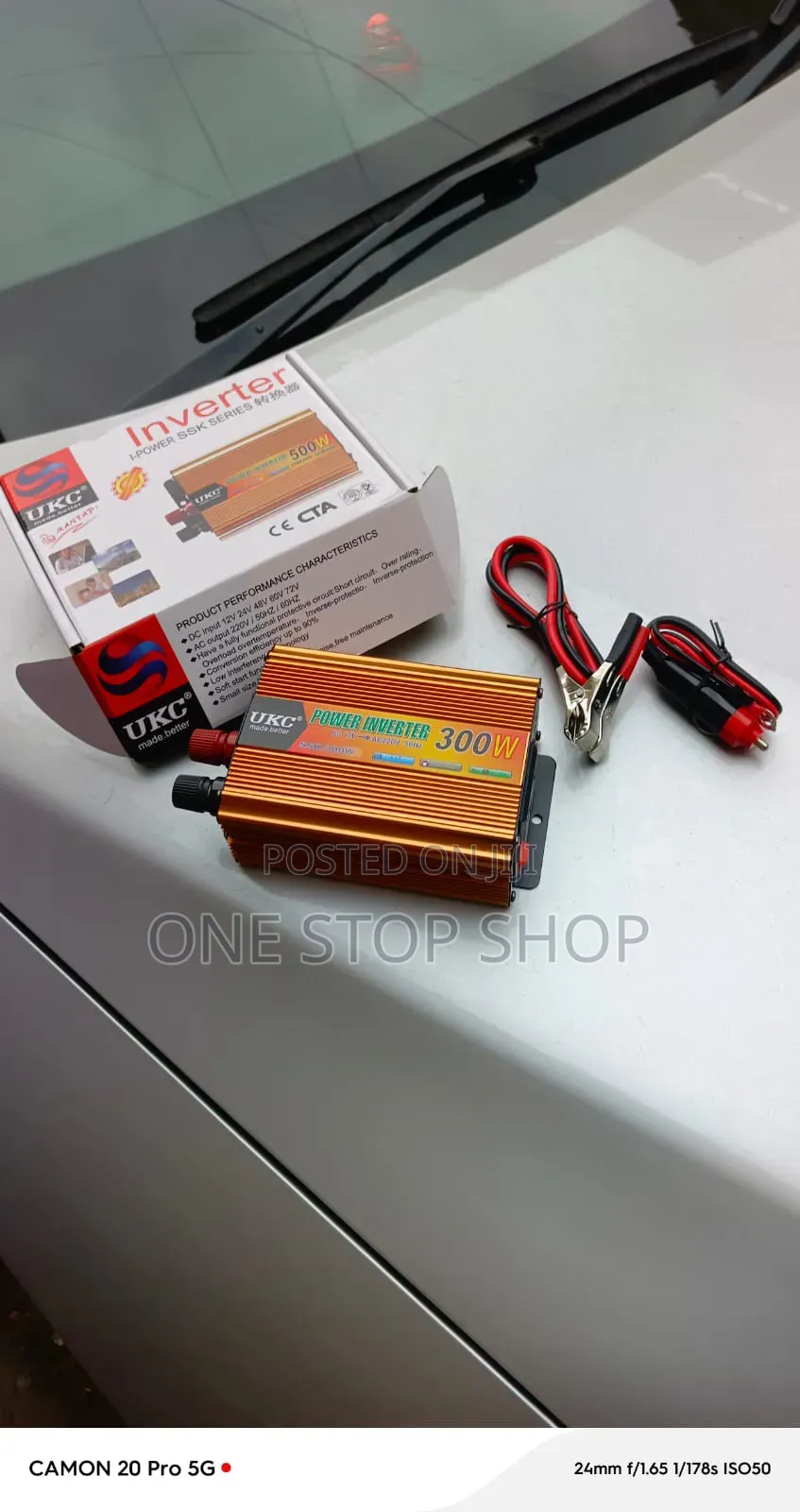 300w Power Inverter With Battery Clips Cigarette Lighter Plug Cable