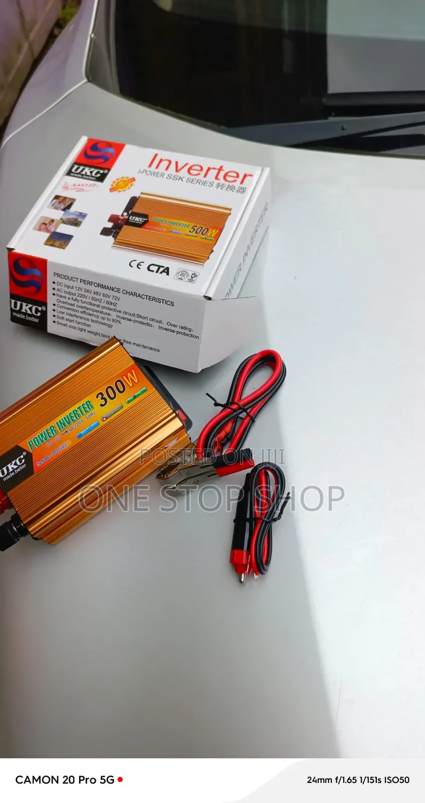 300w Power Inverter With Battery Clips Cigarette Lighter Plug Cable