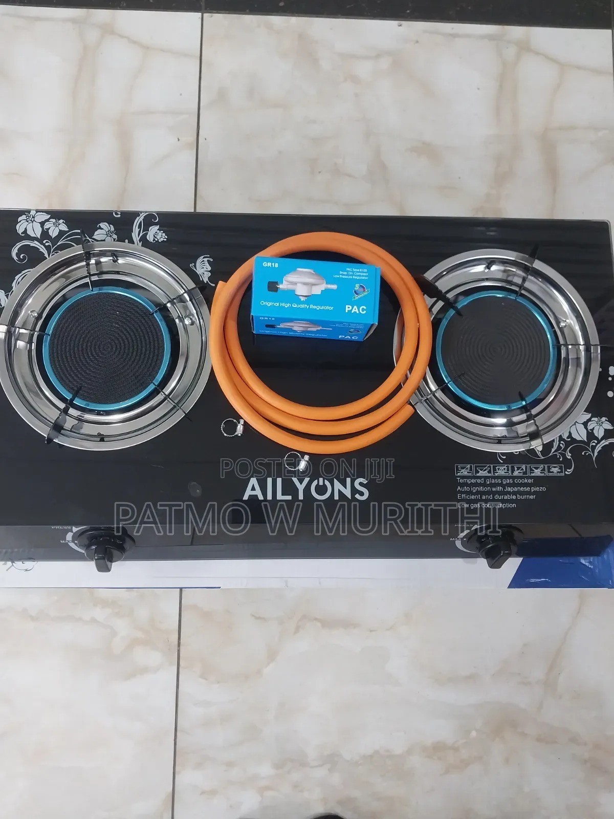 Ailyons 2Gas Burner Cooker Glass Top Infrared