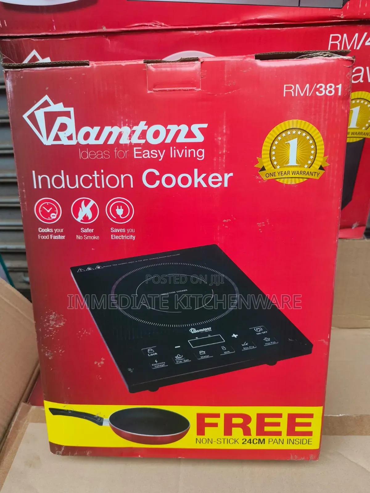 Ramtons Single Induction Cooker With Free 24cm Nonstick Pan