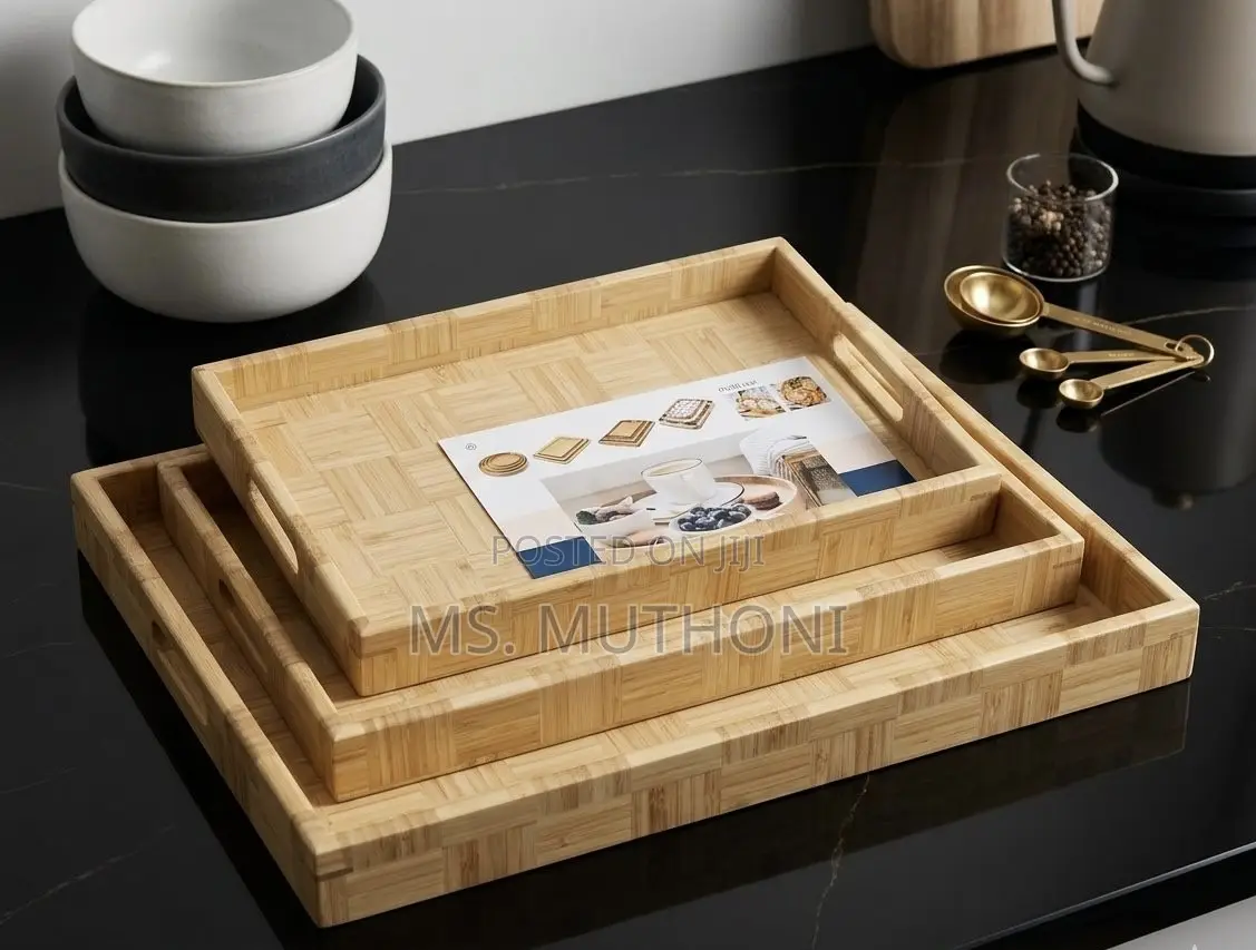 Functional Three Nesting Bamboo Trays Set