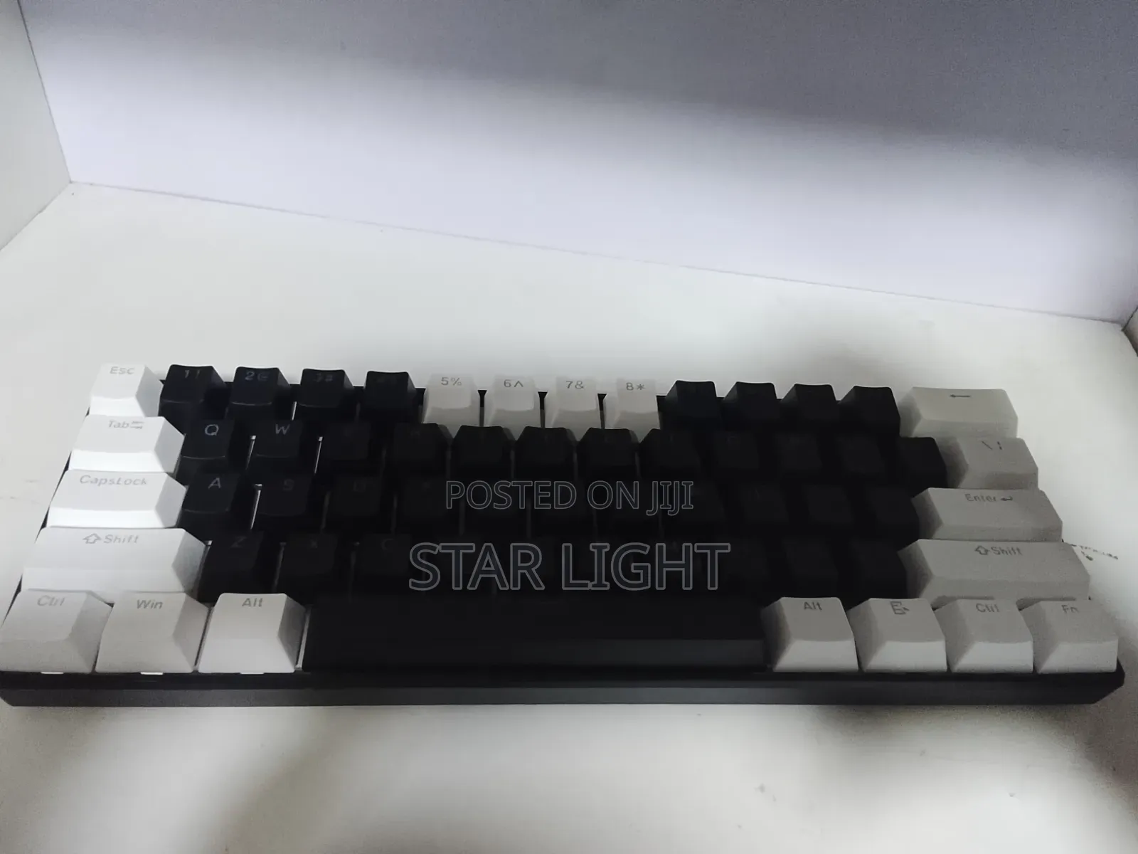 Compact Custom Mechanical Keyboard With Tuxedo Style Keycaps