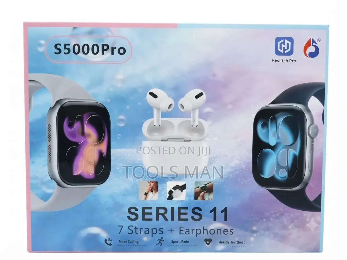 Hiwatch Pro S5000Pro Series 11 Smartwatch 7 Straps Earphones.
