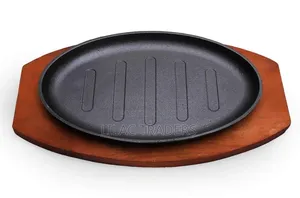 Cast Iron Sizzle Serving Plate – Wooden Tray | Oval Round