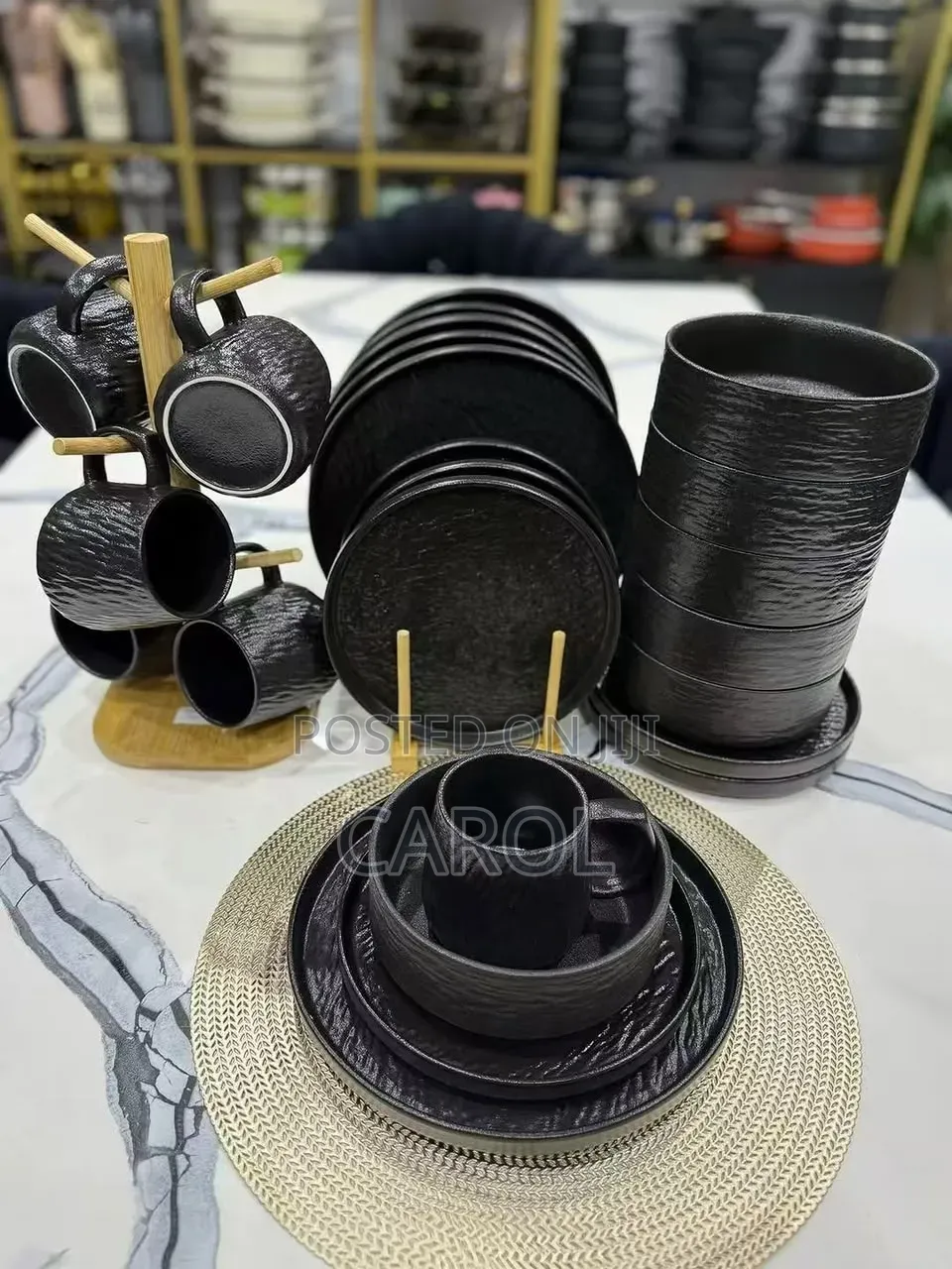 Black Roughed 24pcs Dinner Set