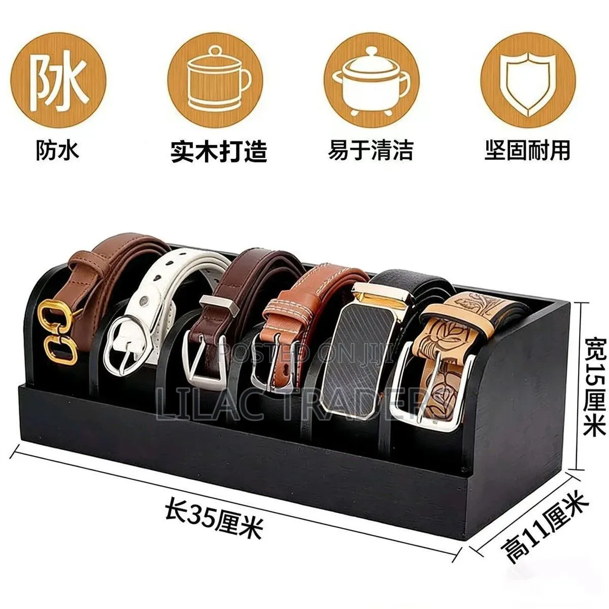 6-Slot Bamboo Belt Organizer | Stylish Space-Saving Galo