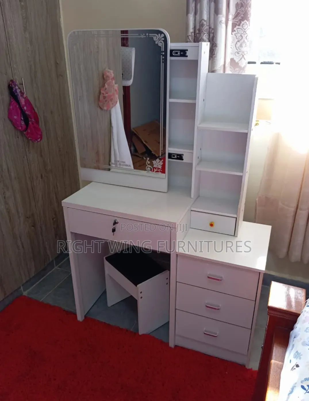 Sliding Mirror Both Edge White Dressing