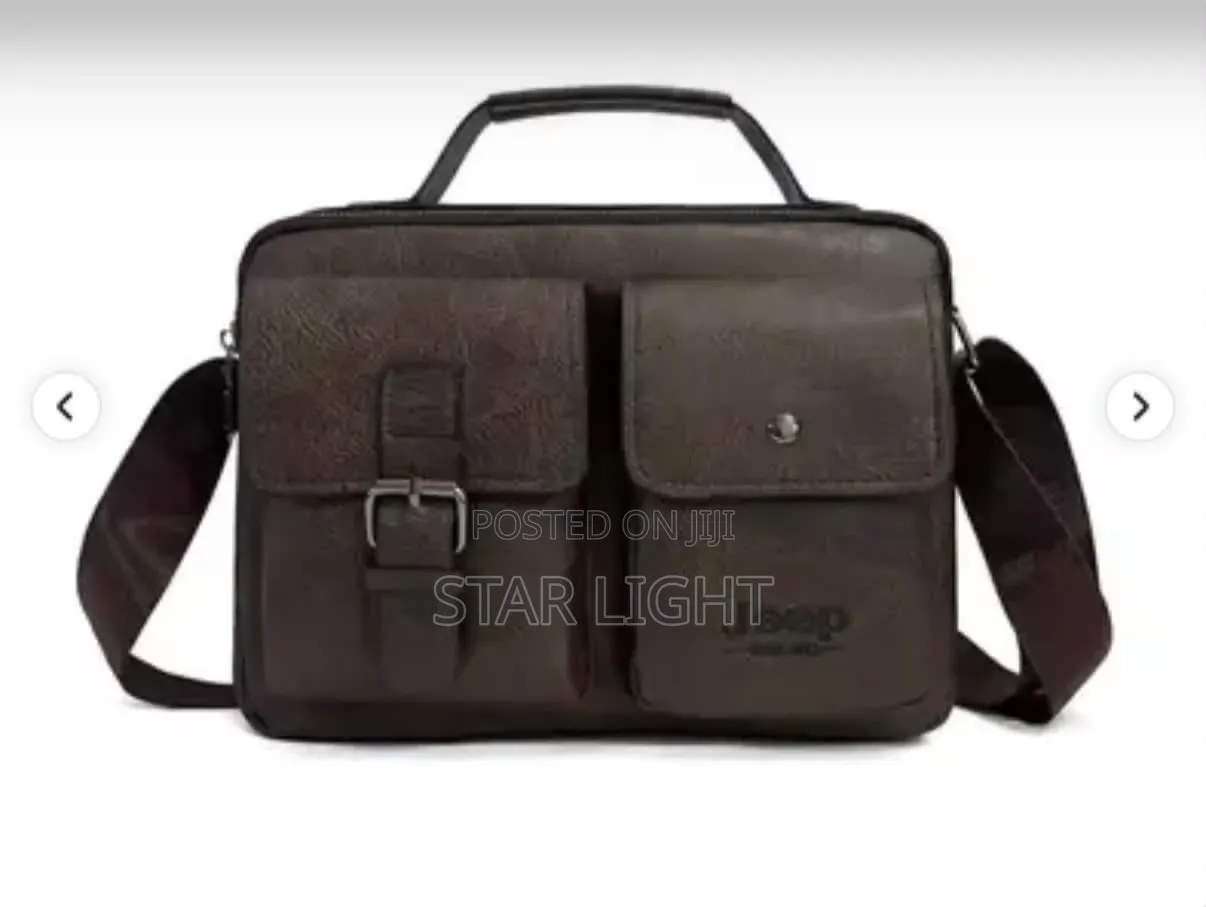 Dark Brown Jeep Leather Laptop Bag