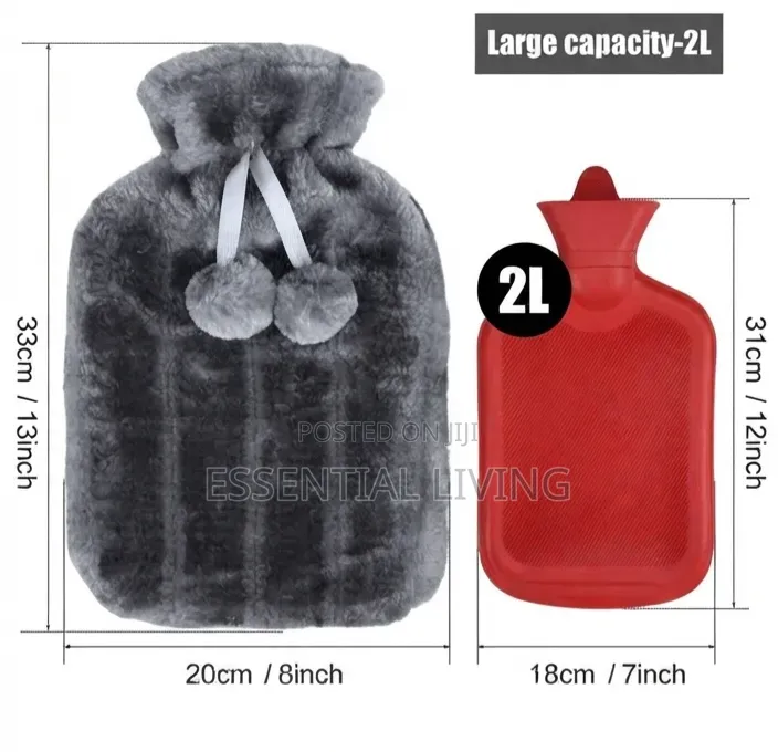 2L Hot Water Bottle Fur Cover Faux Fur Cover - Warm Washable Sleeve