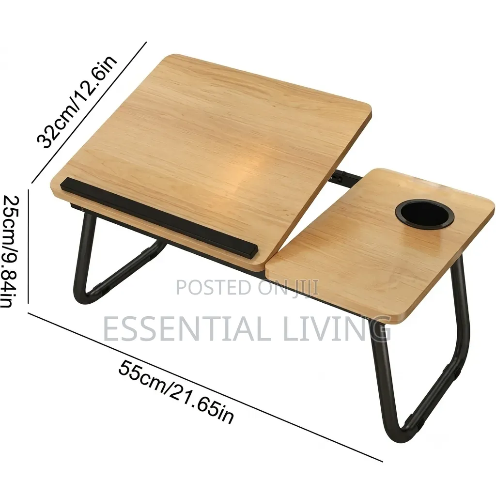 Adjustable Wooden Laptop Bed Desk With Mouse Board - Tiltable