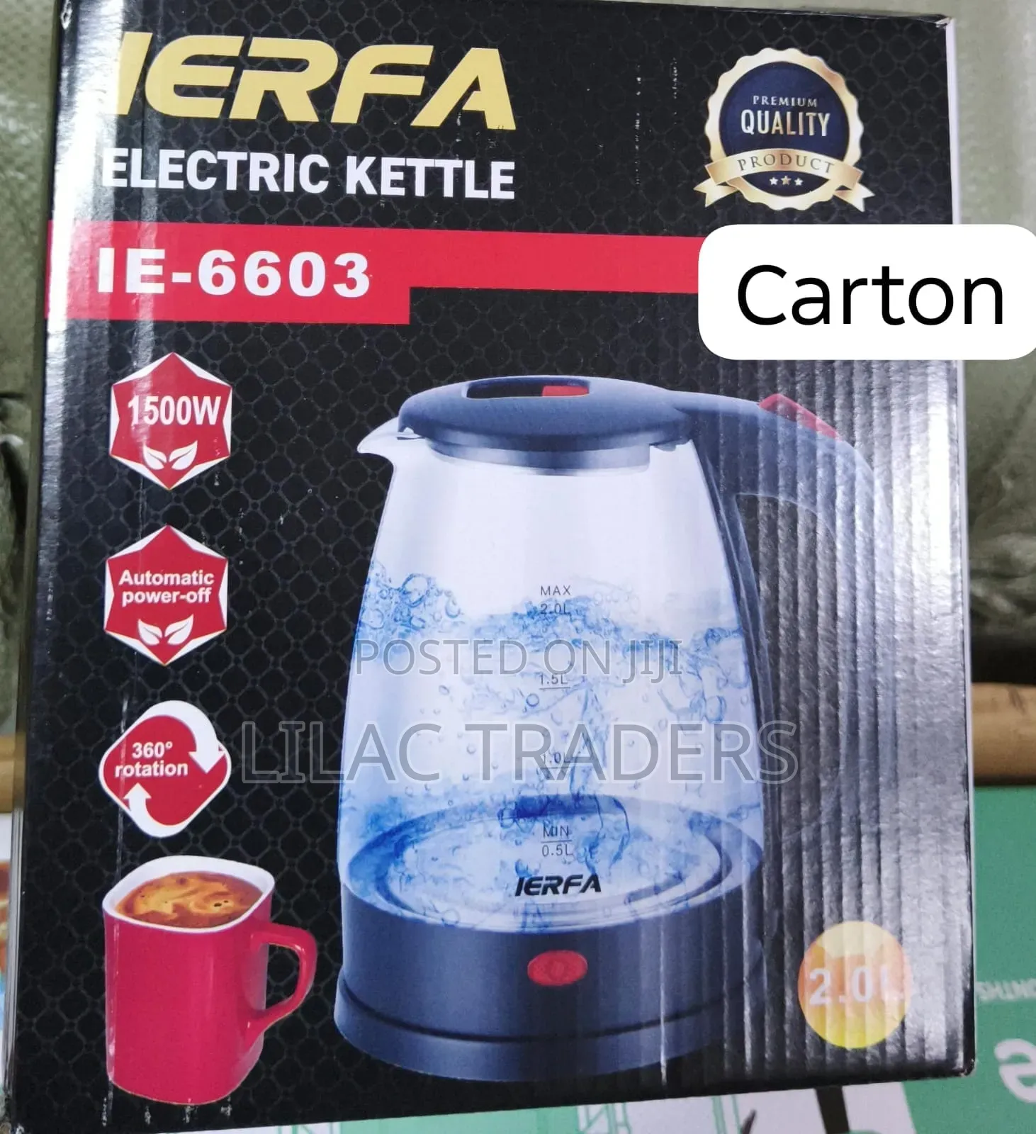 ELECTRIC KETTLE 2L 1500w Clear Water Heater Jug Pa