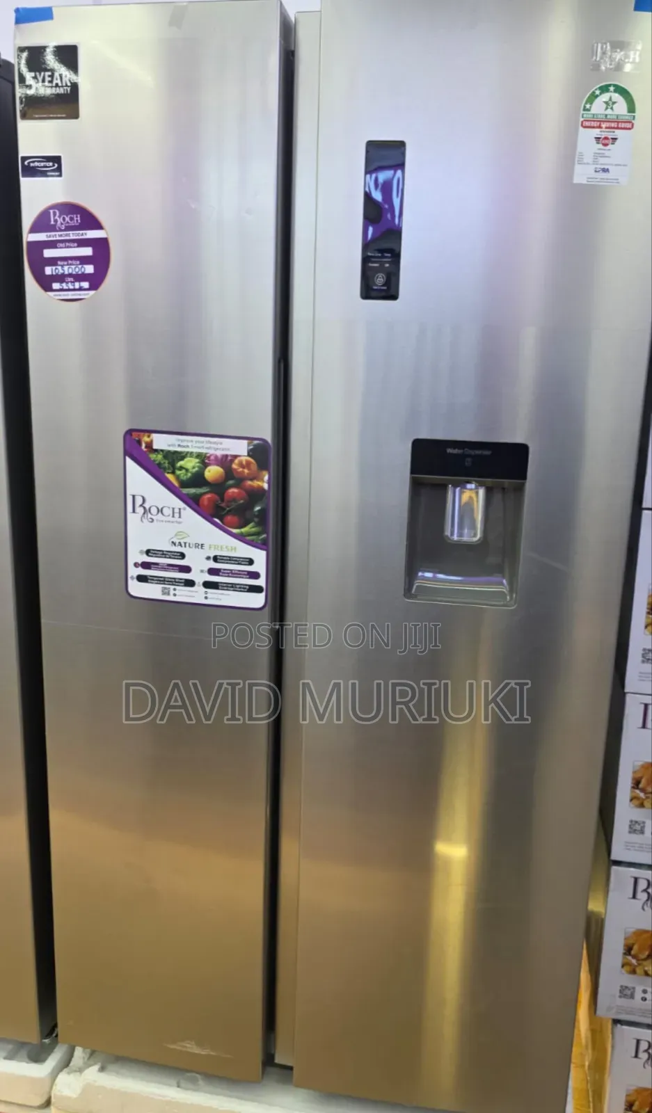Roch 559L Side-by-Side Refrigerator With Water Dispenser