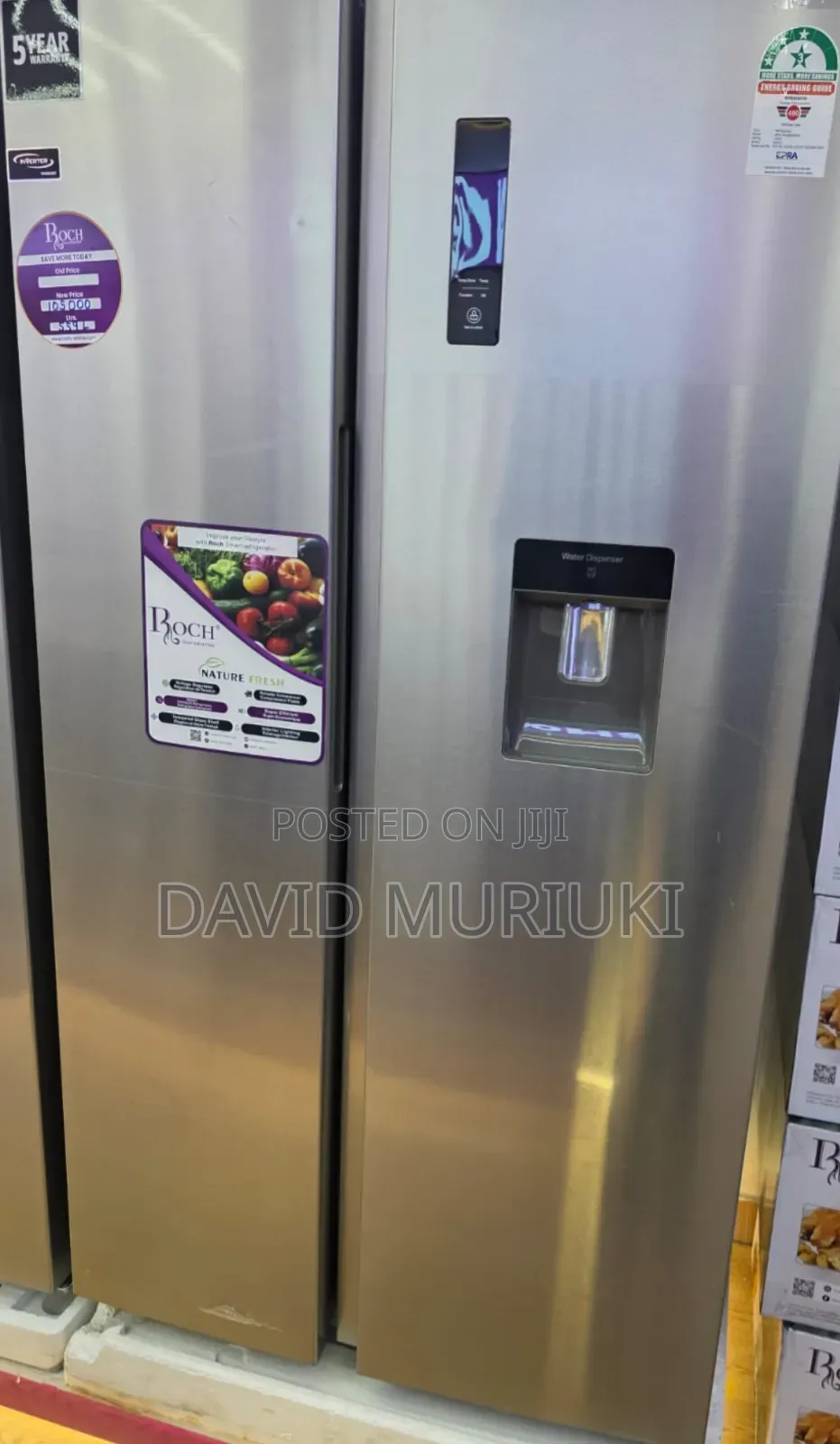 Roch 559L Side-by-Side Refrigerator With Water Dispenser