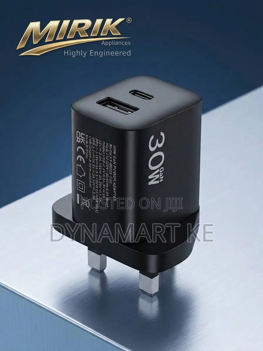 Mirik Fluxprime 30w Gan Fast Charger – USB-C Pd 30w / PPS 33w + USB-A