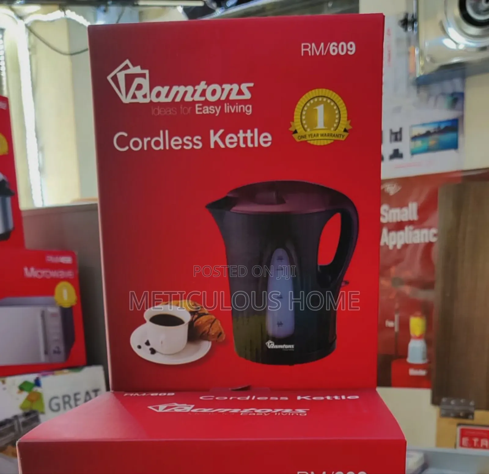 Ramtons (RM/609) Cordless Electric Kettle 1.7 Litres- Black Red