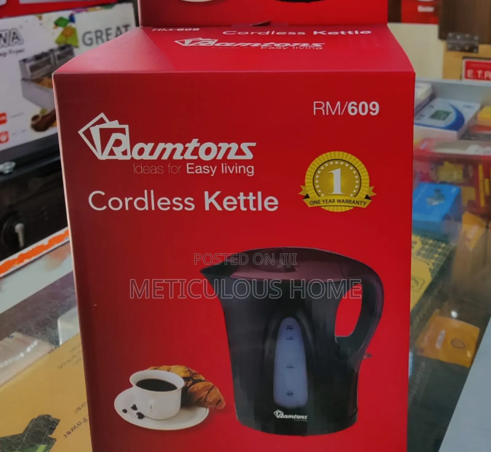 Ramtons (RM/609) Cordless Electric Kettle 1.7 Litres- Black Red