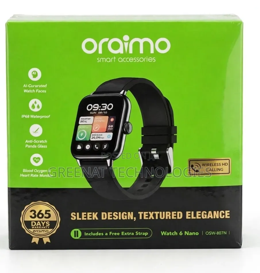 Oraimo Watch 6 Nano 1.52" TFT Full Touch Smart Watch IP68 Waterproof