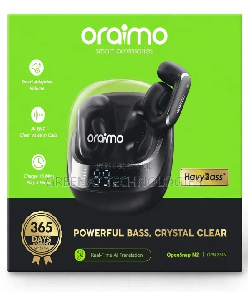 Oraimo OpenSnap N Open-Ear True Wireless Earbuds AI Translation