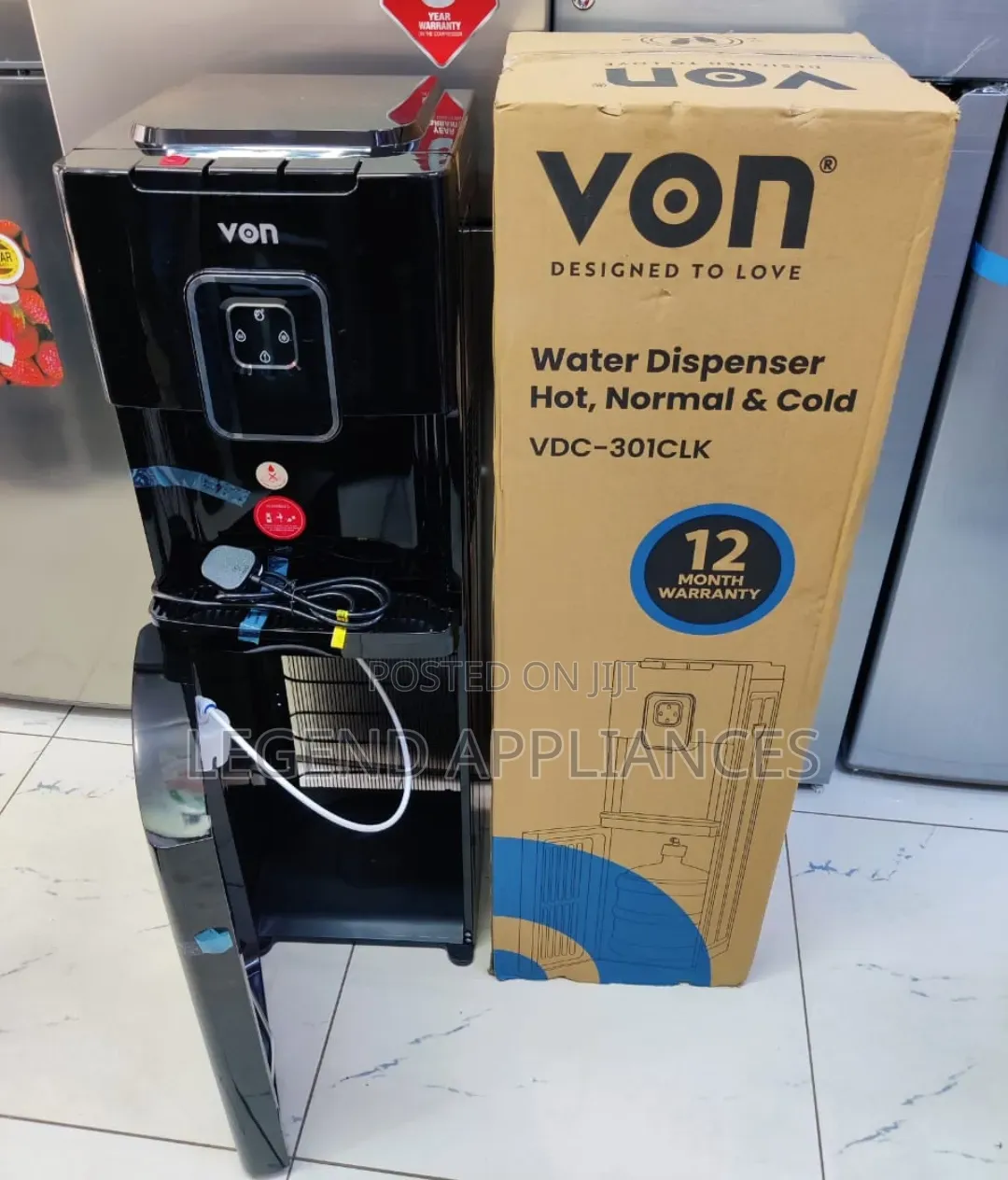 3 Taps Von Bottom Load Water Dispenser 301CLK Compressor Cooling