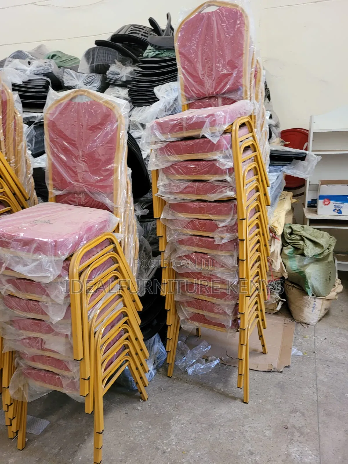 Red Banquet Chair With Gold Frame