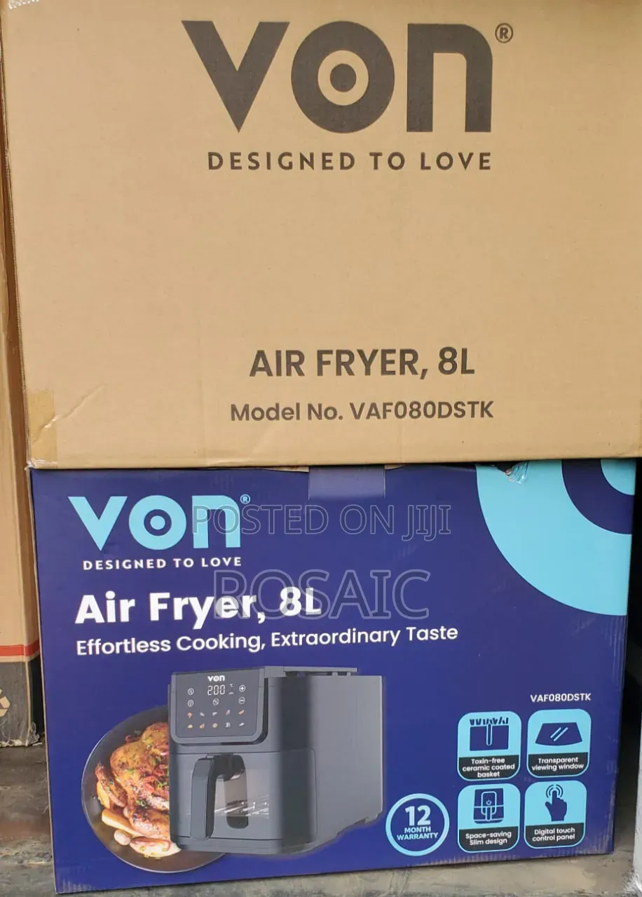 Von 8L Digital Touch Air Fryer – 12 Months Warranty