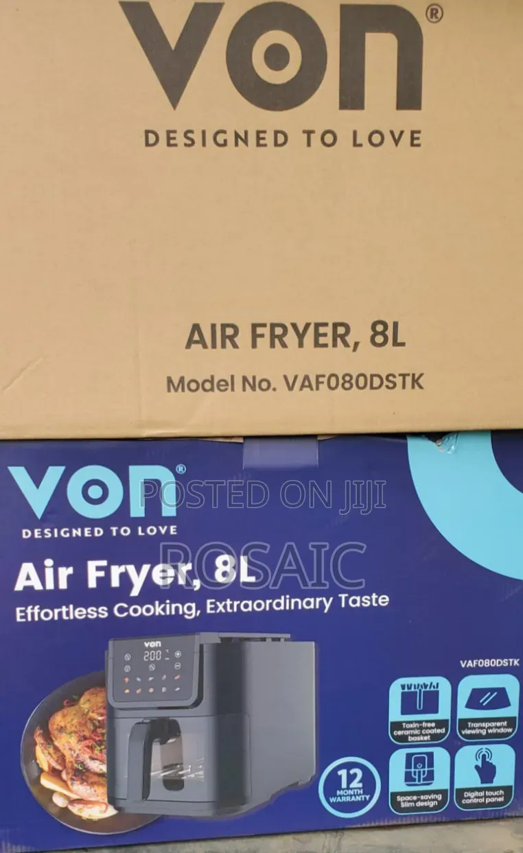 Von 8L Digital Air Fryer – Large Capacity, Slim Design