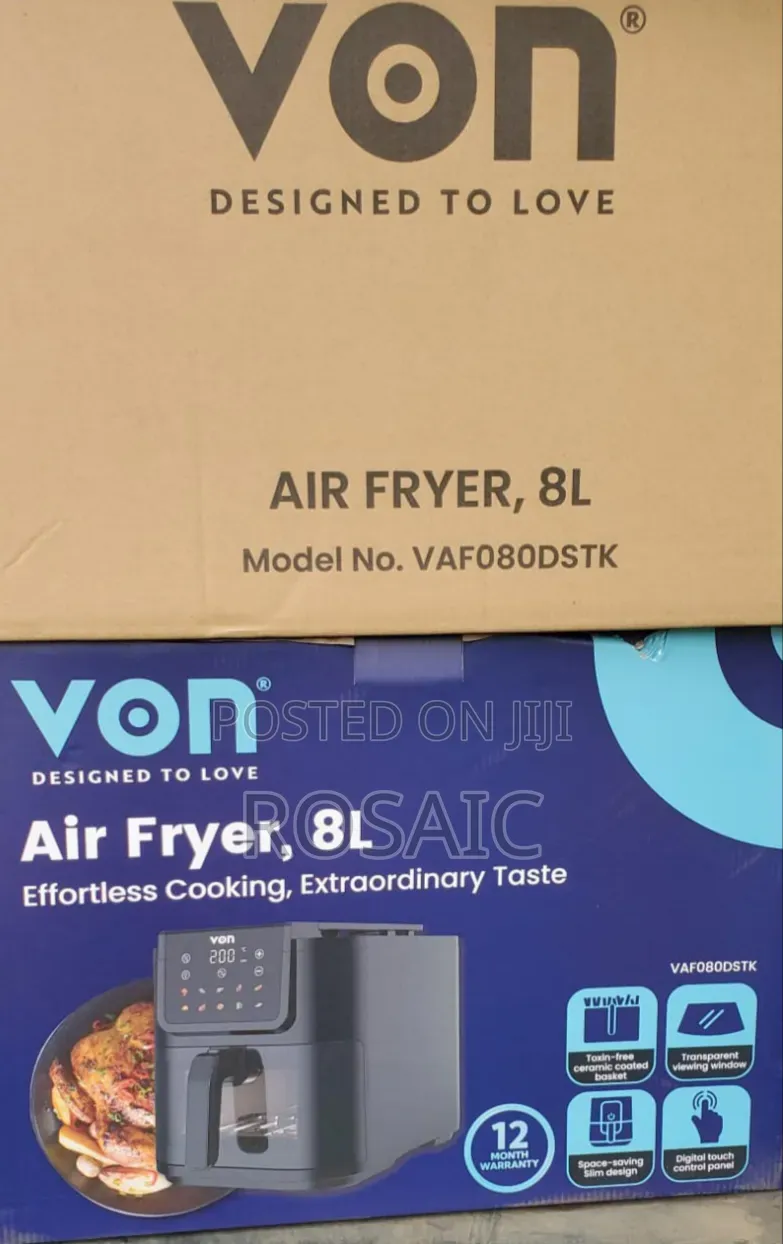 Von 8L Digital Air Fryer – Large Capacity, Slim Design