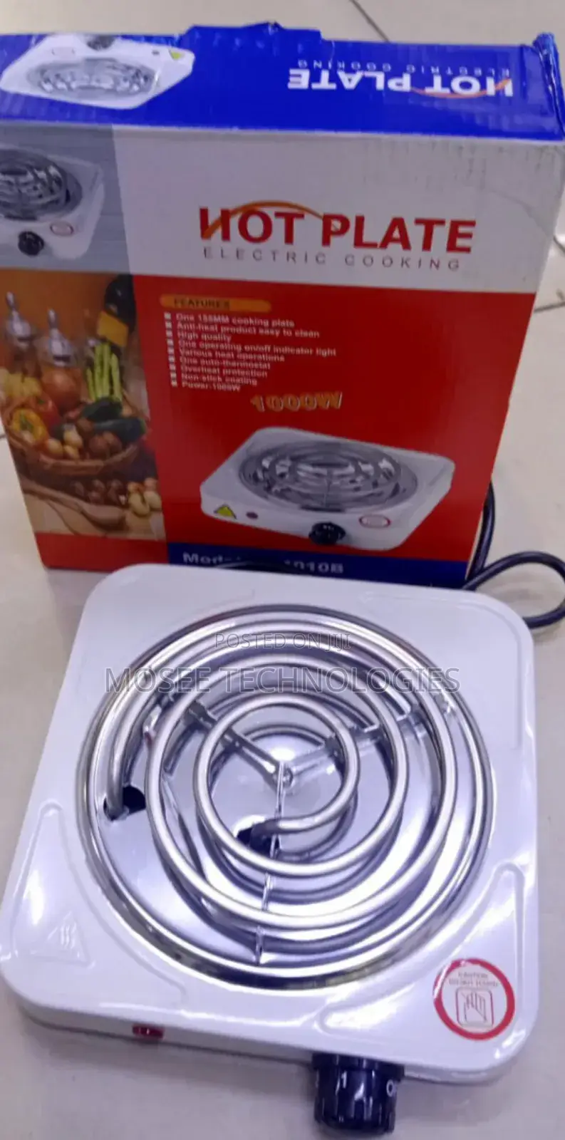Portable 1000W Spiral Coil Hot Plate Cooker