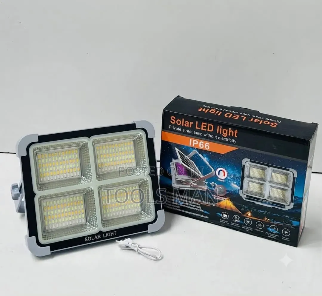 Solar LED Flood Light 4-Panel Remote Control
