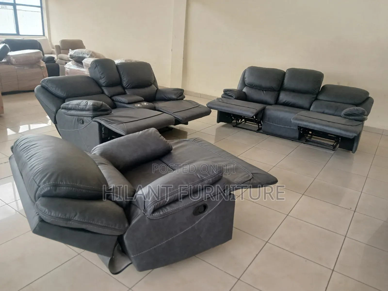 Grey Soft Fabric Premium Recliner Sofa Six-Seater (3+2+1)