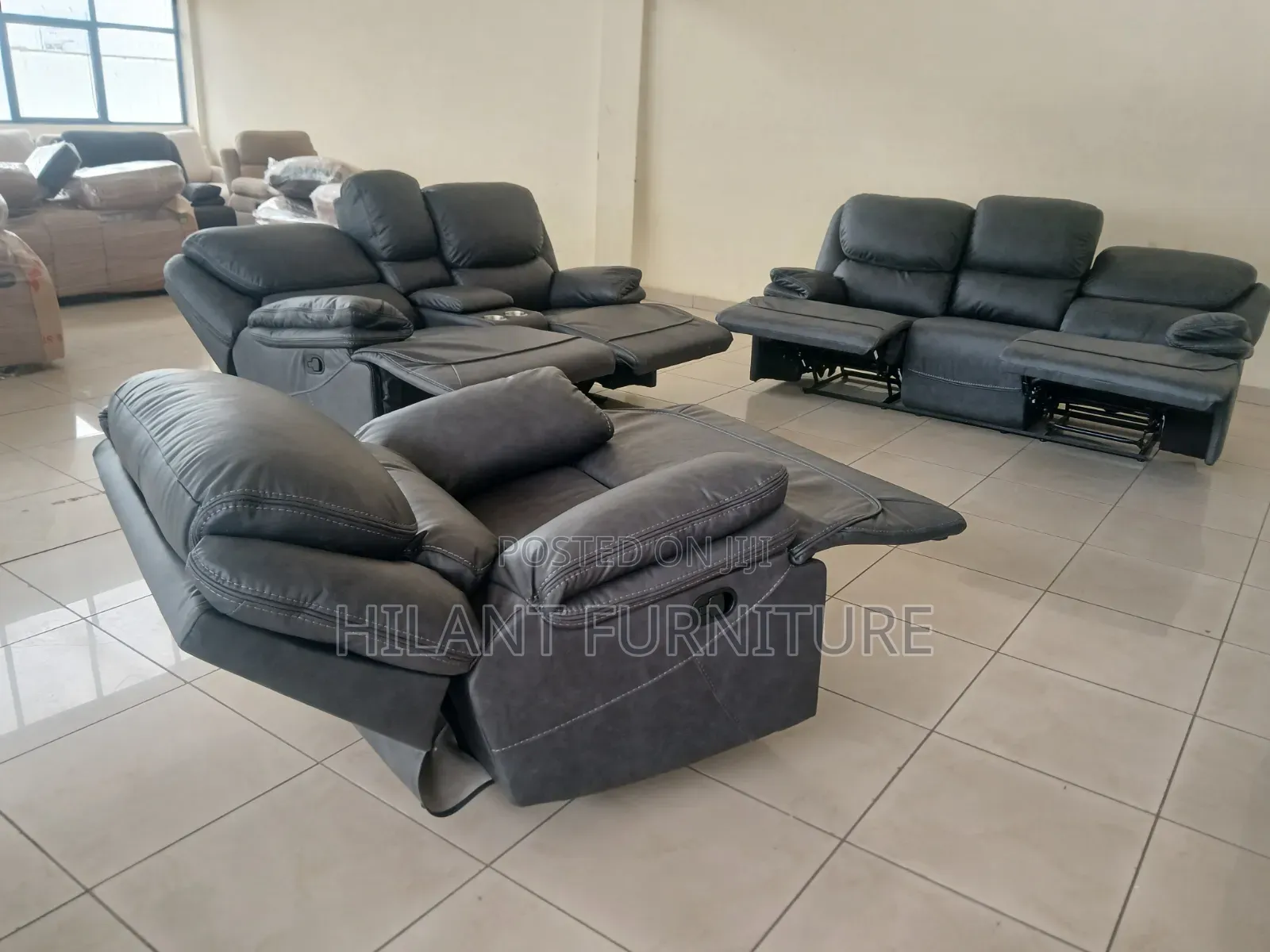 Grey Soft Fabric Premium Recliner Sofa Six-Seater (3+2+1)