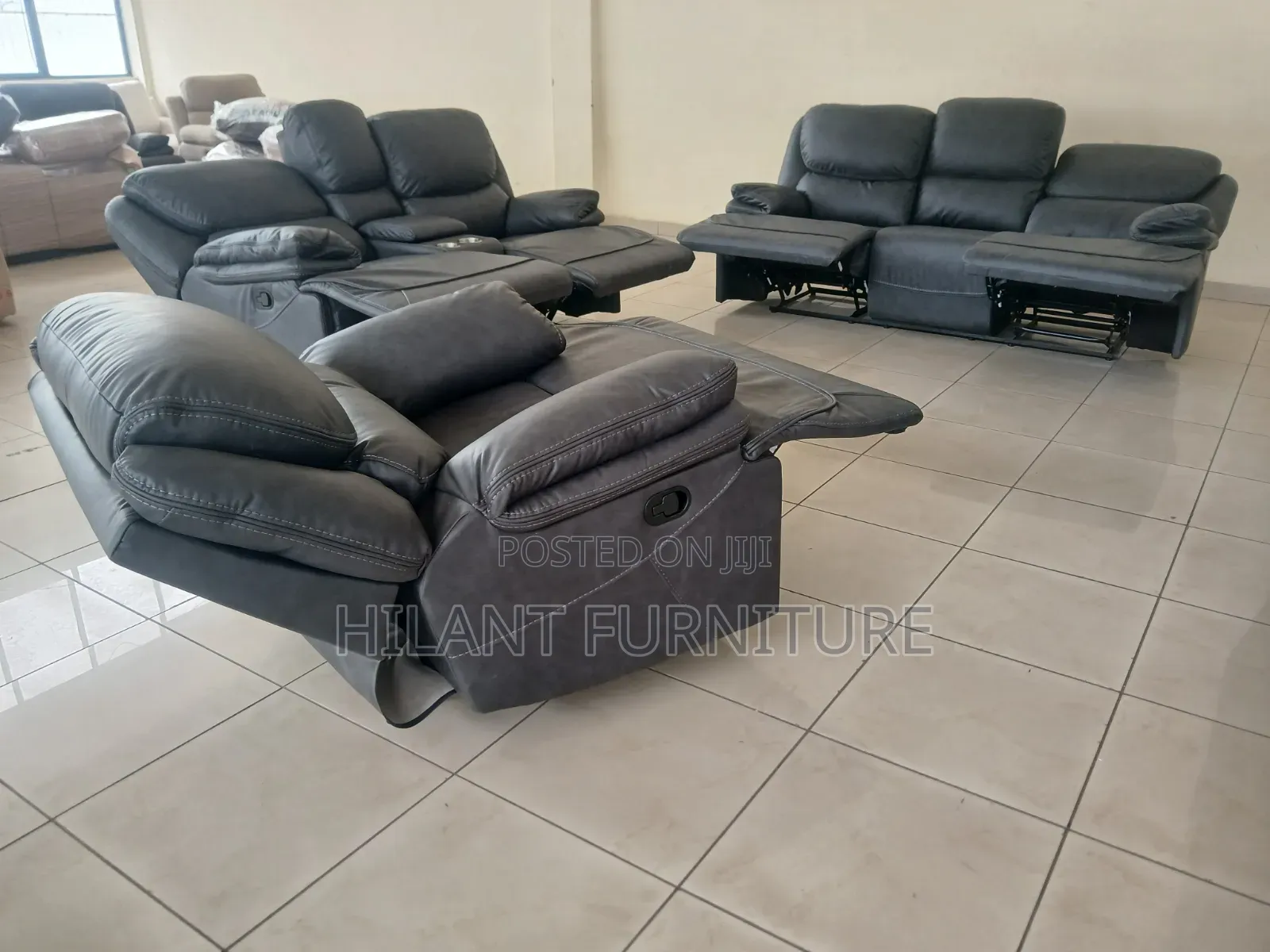 Grey Soft Fabric Premium Recliner Sofa Six-Seater (3+2+1)