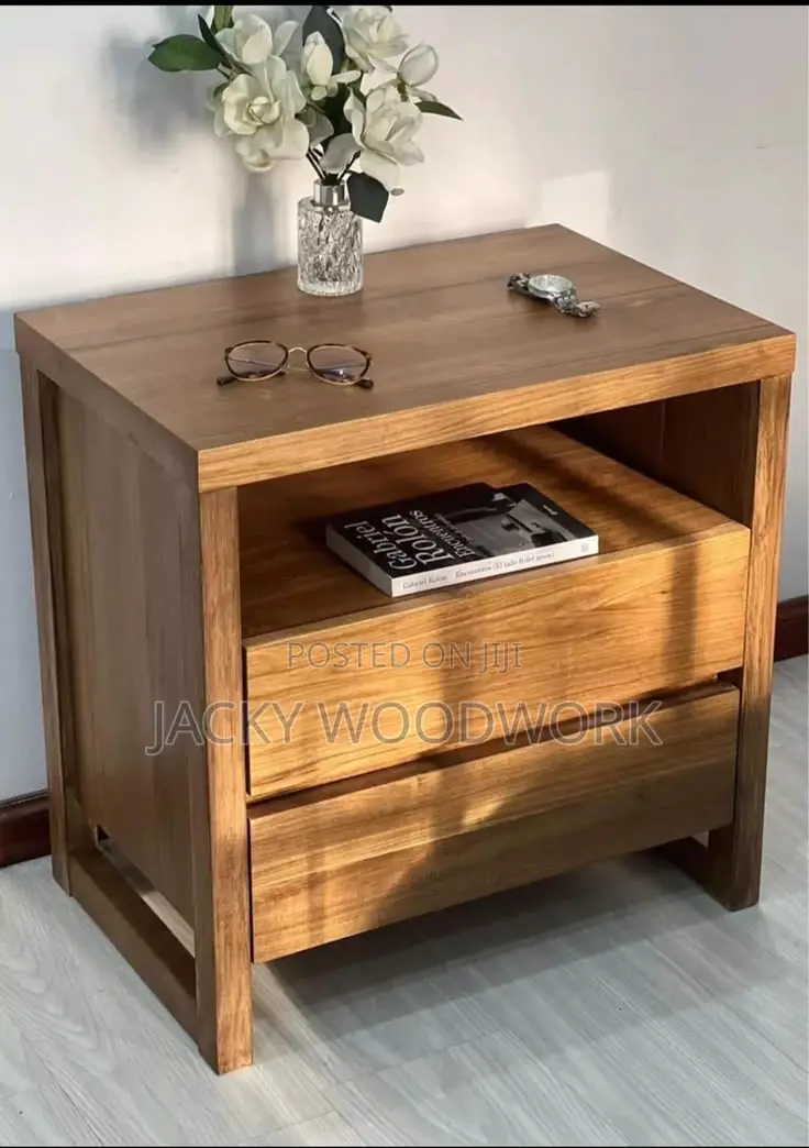 Modern Oak Nightstand With Floating Shelf