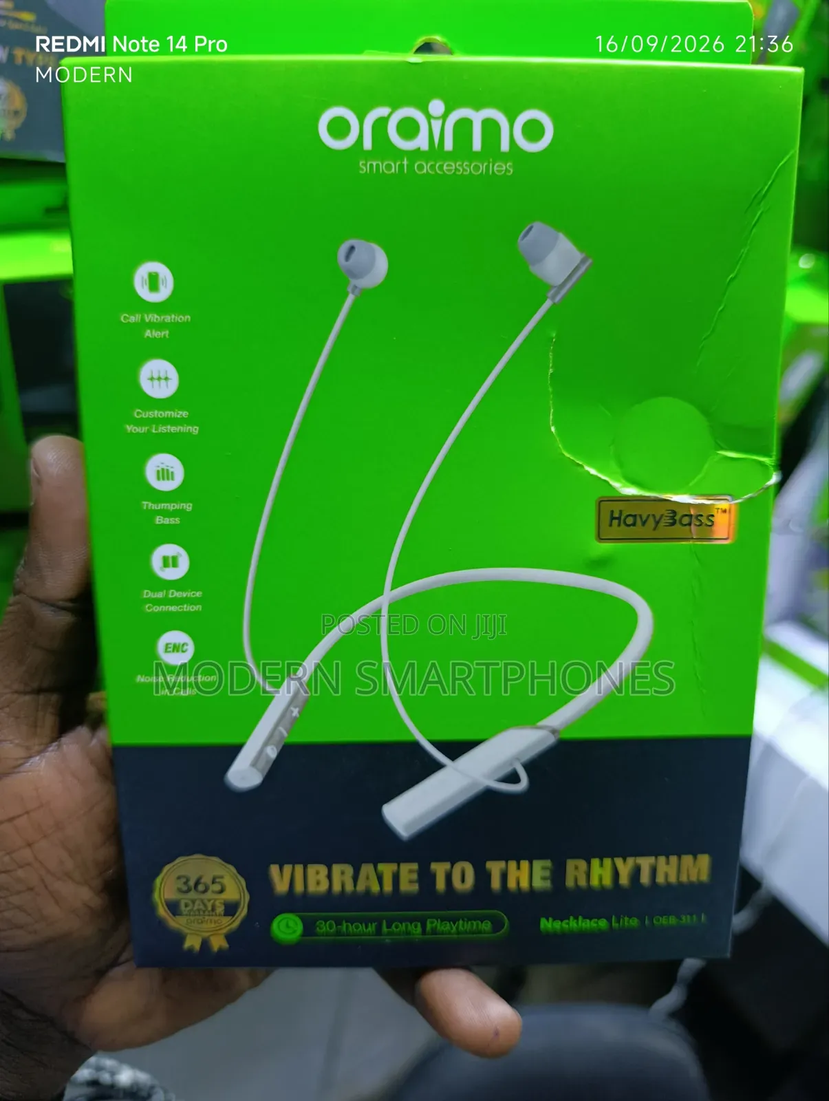 New Oraimo Necklace Lite Call Vibration Wireless Neckband