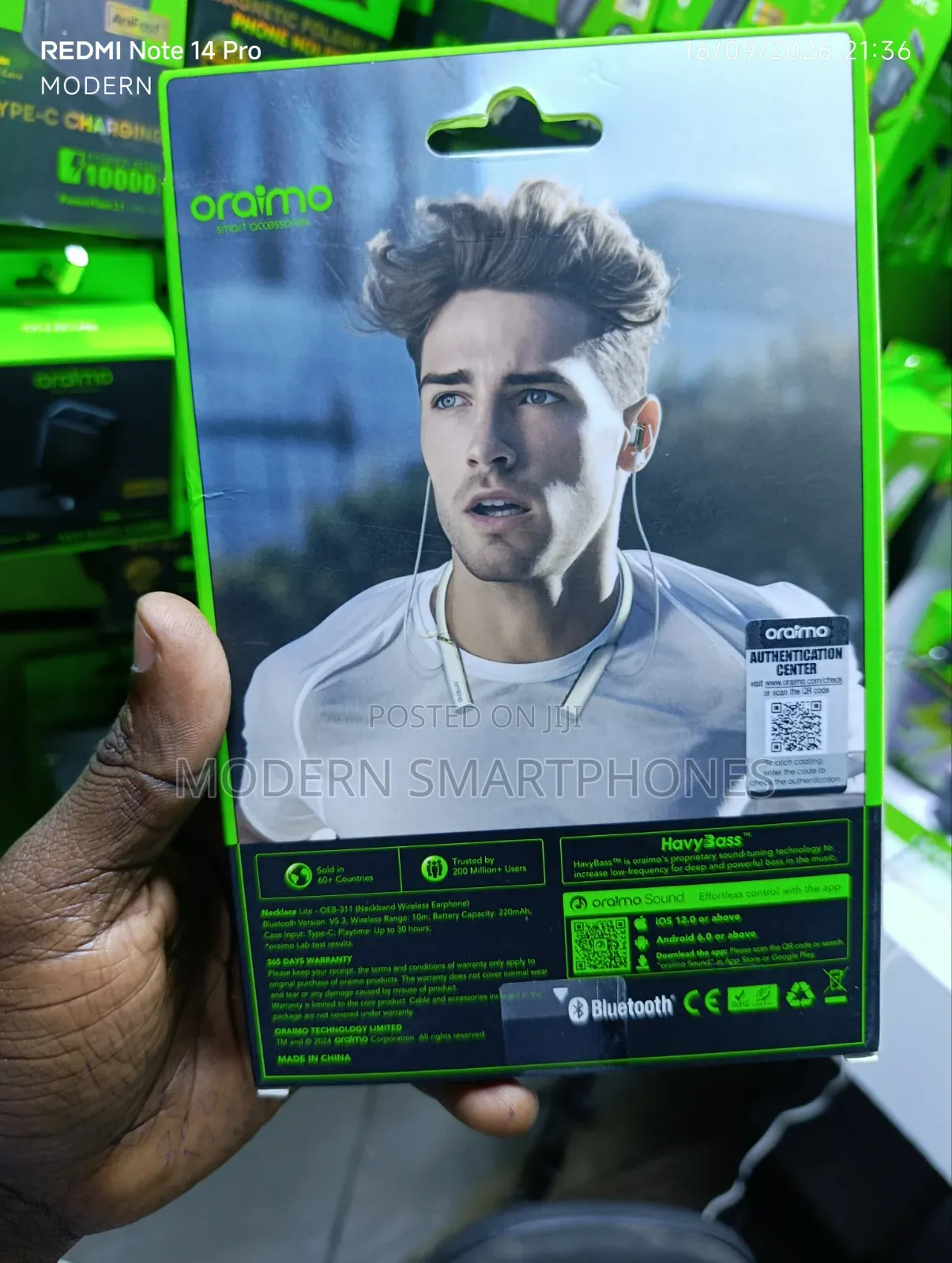 New Oraimo Necklace Lite Call Vibration Wireless Neckband