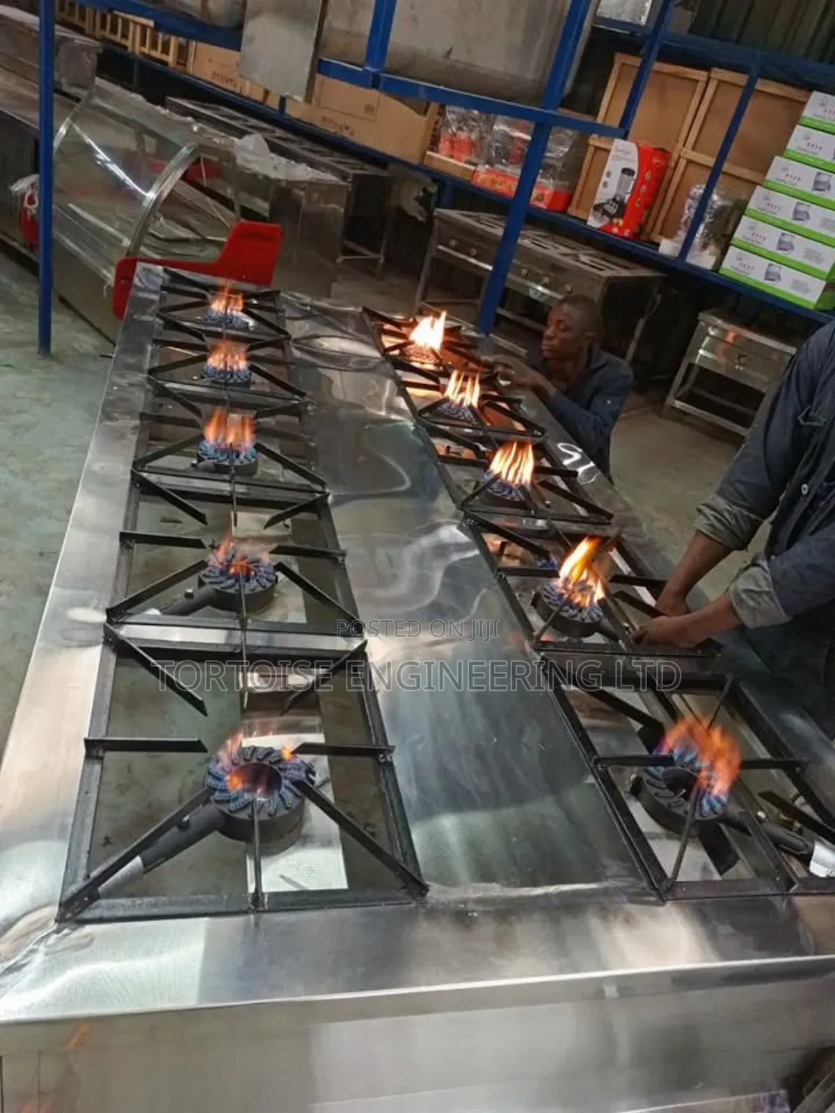 Stainless Steel Commercial 10 Gas Burner Combined Cooker Up