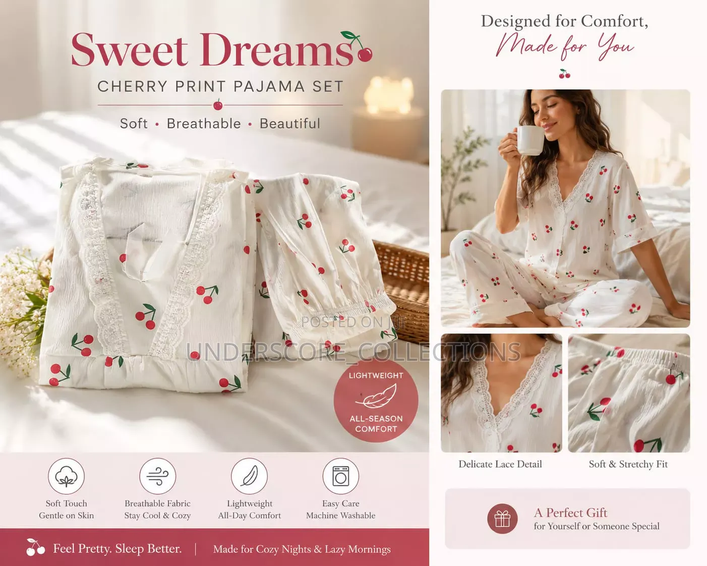 Stretchable 2 PC Pajama Set