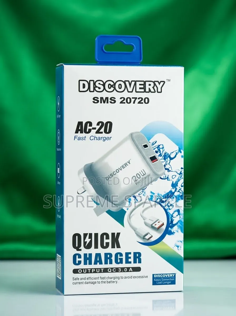 USB-C and USB-A
Fast Charger 20W Discovery