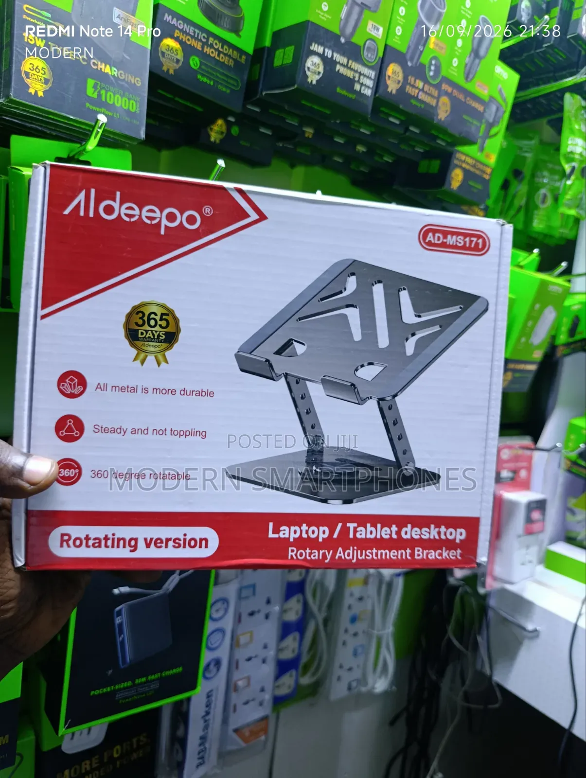 Aldeepo AD-MS171 Laptop Tablet Desktop Stand, All-Metal, 360°