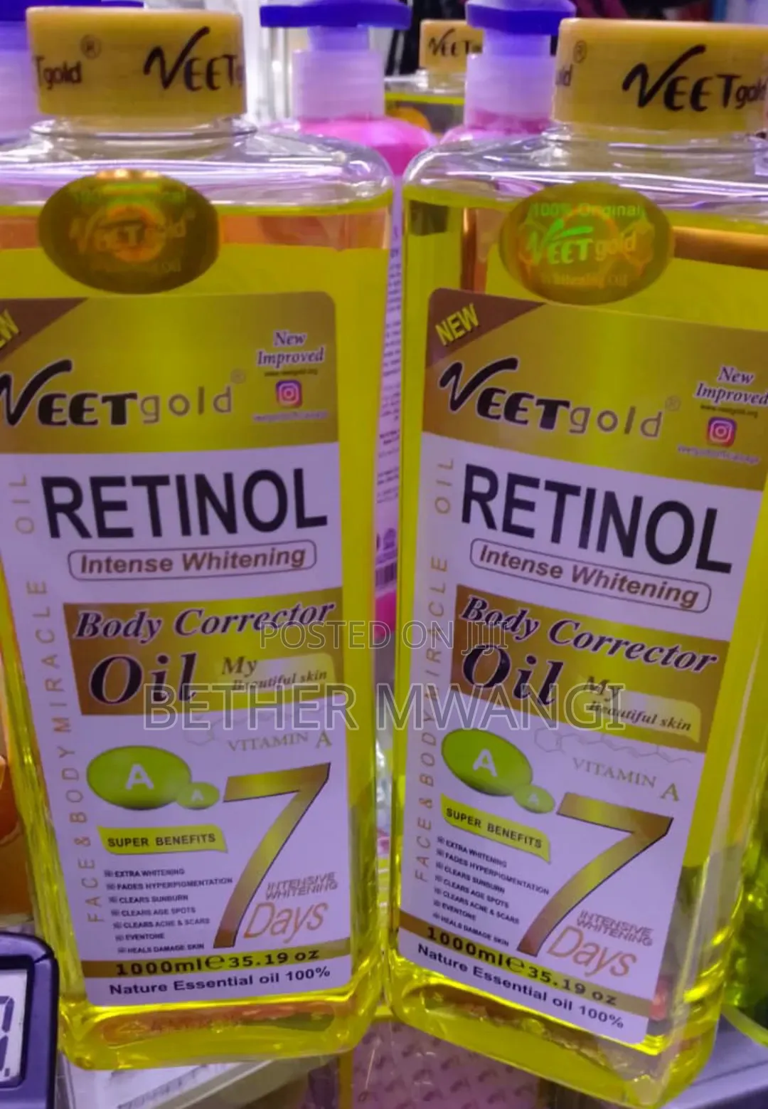 Veet Gold Retinol Intense Whitening Body Corrector Oil in Kenya